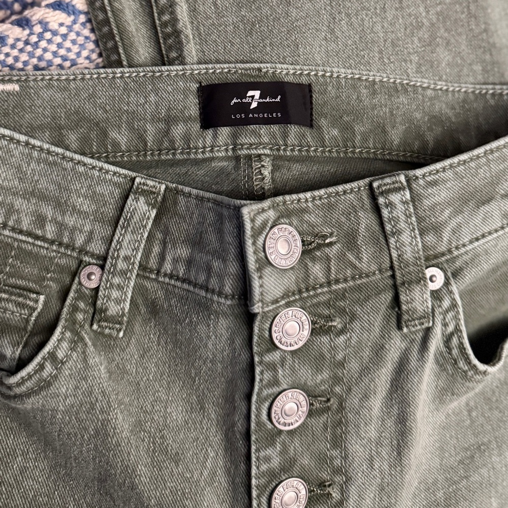 7 For All Mankind Straight Button-Fly Crop Jeans - Picture 7 of 10